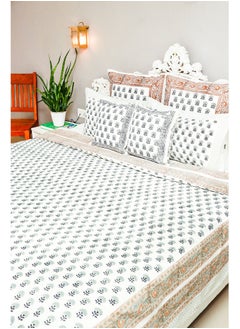 OJARIYA King Size Black And White Pure Organic Cotton Bed Sheet (with 250 TC) And Pillow Covers Hand Block Printed  - Image 4