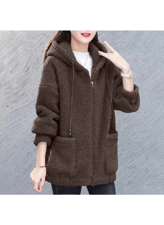 Generic - Plush Sherpa Cardigan Hoodie Womens Winter Blue - Image 1