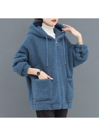 Plush Sherpa Cardigan Hoodie Womens Winter Blue - pzsku/ZD9ABAF64A04BEB835712Z/45/1746228898/1c83e4fc-5d31-49f8-ad63-d7214dc03b81