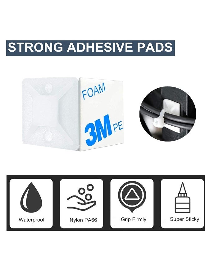 Loquat Cable Tie Mount,Strong Tie Adhesive Mount,with Mounts Screw Hole Anchor Wire Tie Base,for Adhesive Wire Cable Clips Management Anchors Organizer Holders-600 PCS (white） - Image 3