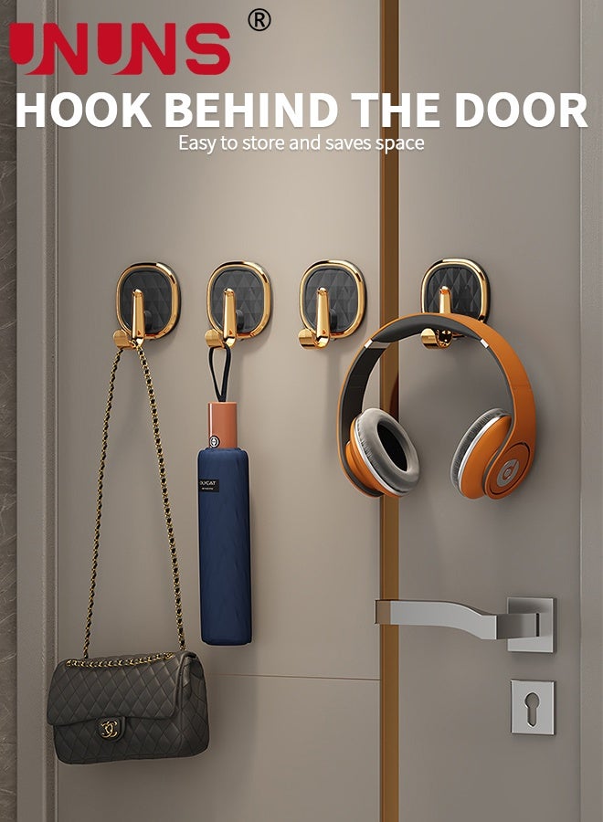 UNUNS Wall Hook,10pcs Wall-Mounted Coat Hooks,Wall Hanger Hooks,Self Adhesive Hooks for Kitchen Bathroom for Hanging Towel Coat Clothes Hat Bag Keys Entryway Organizer,Golden-Black - Image 4