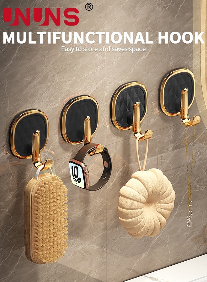 UNUNS Wall Hook,10pcs Wall-Mounted Coat Hooks,Wall Hanger Hooks,Self Adhesive Hooks for Kitchen Bathroom for Hanging Towel Coat Clothes Hat Bag Keys Entryway Organizer,Golden-Black - Image 2
