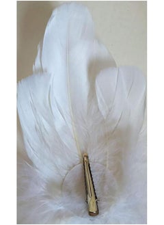 Fodattm 2Pcs Girls Heart-Shaped Feather Hair Clip Headpiece Party Hairpins Hair Barrettes Hair Accessory Bridal Wedding Feather Fascinator (White)  - Image 5