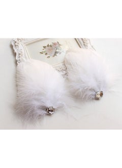 Fodattm 2Pcs Girls Heart-Shaped Feather Hair Clip Headpiece Party Hairpins Hair Barrettes Hair Accessory Bridal Wedding Feather Fascinator (White)  - Image 2