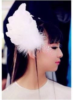 Fodattm 2Pcs Girls Heart-Shaped Feather Hair Clip Headpiece Party Hairpins Hair Barrettes Hair Accessory Bridal Wedding Feather Fascinator (White)  - Image 3