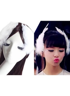 Fodattm 2Pcs Girls Heart-Shaped Feather Hair Clip Headpiece Party Hairpins Hair Barrettes Hair Accessory Bridal Wedding Feather Fascinator (White)  - Image 1