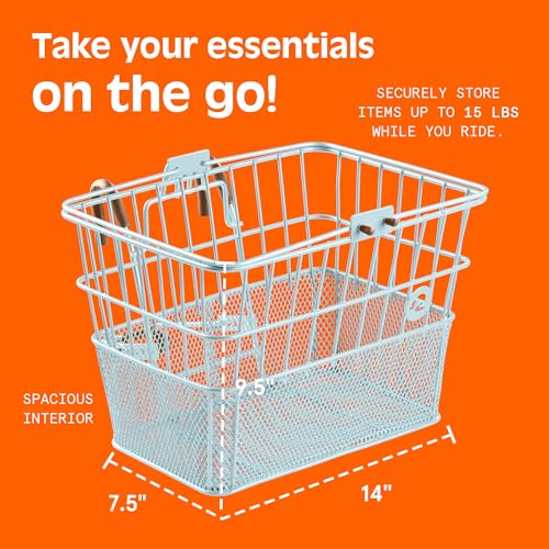Retrospec Apollo Detachable Front Bike Basket Steel Half-Mesh with Integrated Detachable Hooks and Built-in Handle, Easy Assembly and Portability for Bicycles - Image 5