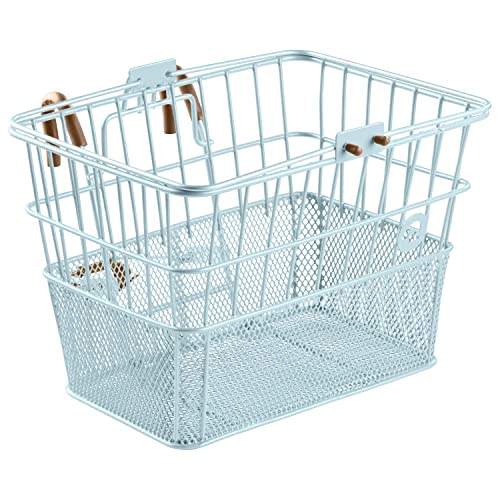 Retrospec Apollo Detachable Front Bike Basket Steel Half-Mesh with Integrated Detachable Hooks and Built-in Handle, Easy Assembly and Portability for Bicycles - Image 1
