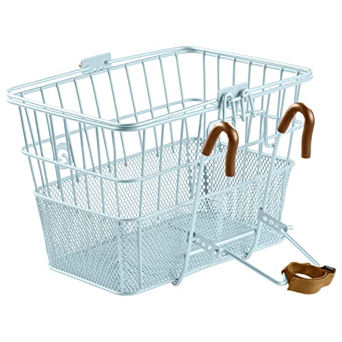 Retrospec Apollo Detachable Front Bike Basket Steel Half-Mesh with Integrated Detachable Hooks and Built-in Handle, Easy Assembly and Portability for Bicycles - Image 2