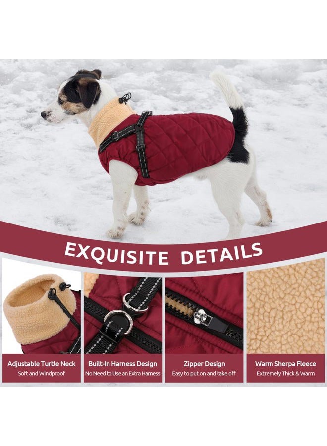 Queenmore 2XL Waterproof Dog Coat with Harness - 3-Layer Waterproof Jacket for Labrador Golden Retriever/St. Bernard/Mastiff/Huskies - Stormproof Winter Walking(Burgundy, 2XL) - Image 2