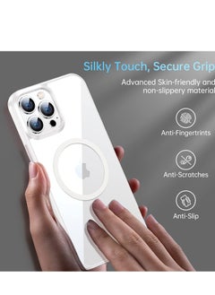 Generic Built in Magnets Compatible with MagSafe Clear Hard PC Back Cover Soft TPU Frame Shockproof Protective Slim Bumper Case for iPhone 13 Pro Max white  - Image 2