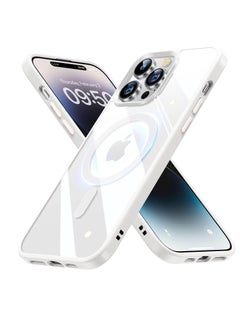 Generic Built in Magnets Compatible with MagSafe Clear Hard PC Back Cover Soft TPU Frame Shockproof Protective Slim Bumper Case for iPhone 13 Pro Max white  - Image 1