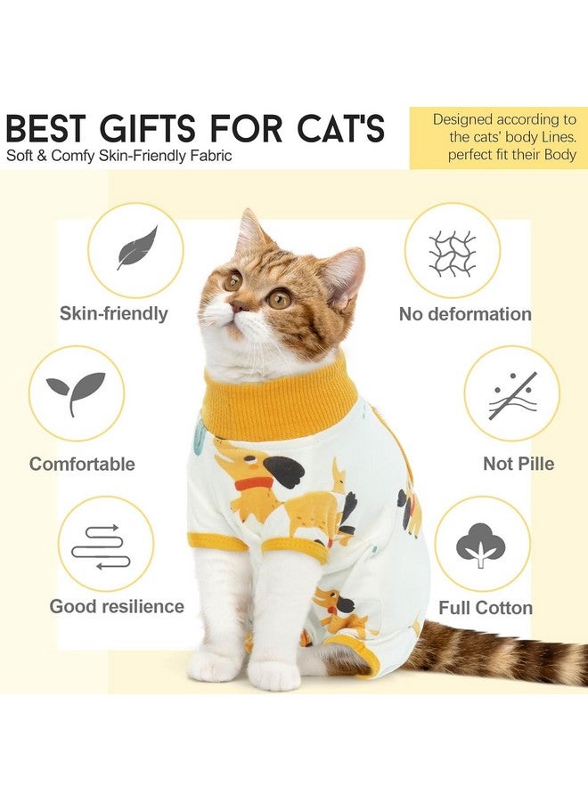 دينتران بدلة تعافي من جراحة القطط، بدلة ناعمة للقطط الذكور والإناث، قميص بديل على شكل مخروط لطوق جراحي للقطط، بيجامة مضادة للعق الجروح في البطن للحيوانات الأليفة الصغيرة، بدلة جسم للقطط بعد الجراحة - Image 2