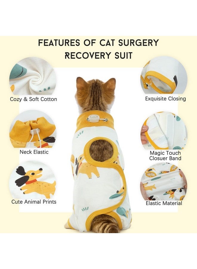 دينتران بدلة تعافي من جراحة القطط، بدلة ناعمة للقطط الذكور والإناث، قميص بديل على شكل مخروط لطوق جراحي للقطط، بيجامة مضادة للعق الجروح في البطن للحيوانات الأليفة الصغيرة، بدلة جسم للقطط بعد الجراحة - Image 3