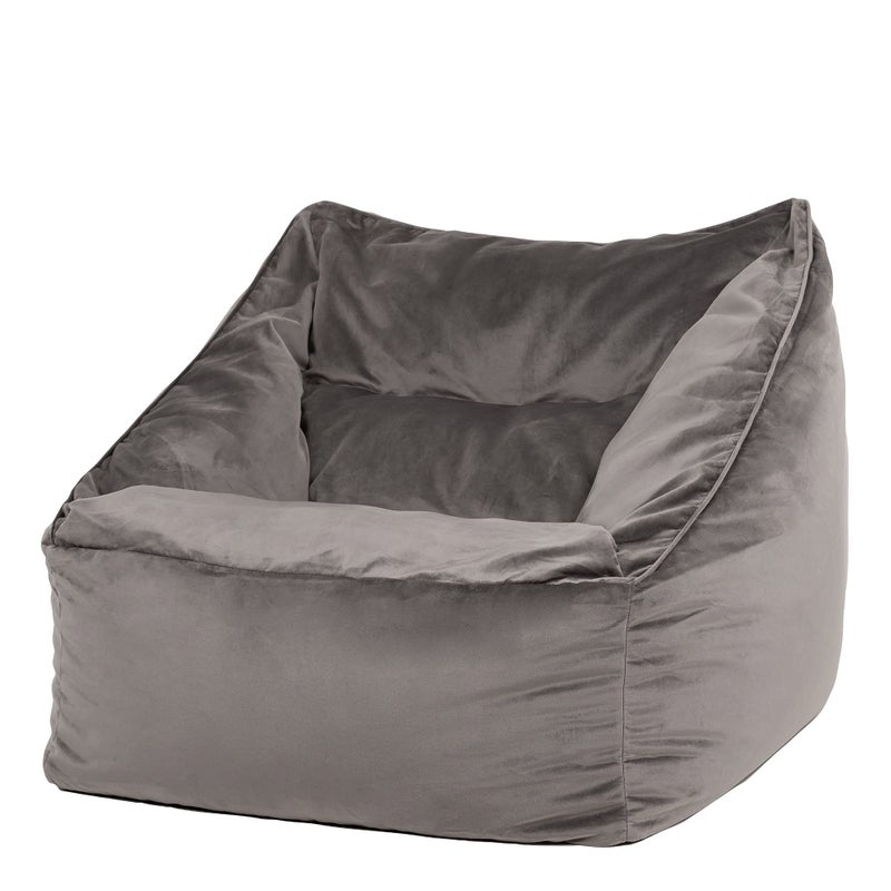 icon Natalia Velvet Bean Bag Chair Charcoal Grey Large Adult Bean Bag with Filling Included Accent Chair Armchair Living Room Furniture Bedroom Furniture