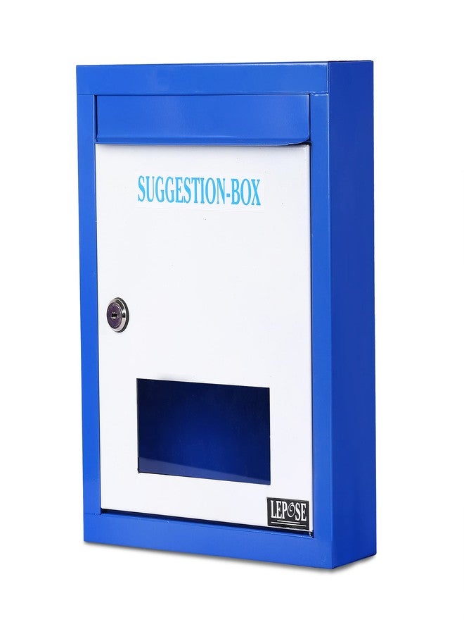 Lepose Letter Box for Home, Wall Mount Stand, Metal Wall Mount Shelf, Letter Box, Outdoor Mailboxes, Key Lock, Wall Mountable or On Table Surface (Blue, Rectangular) - Image 1
