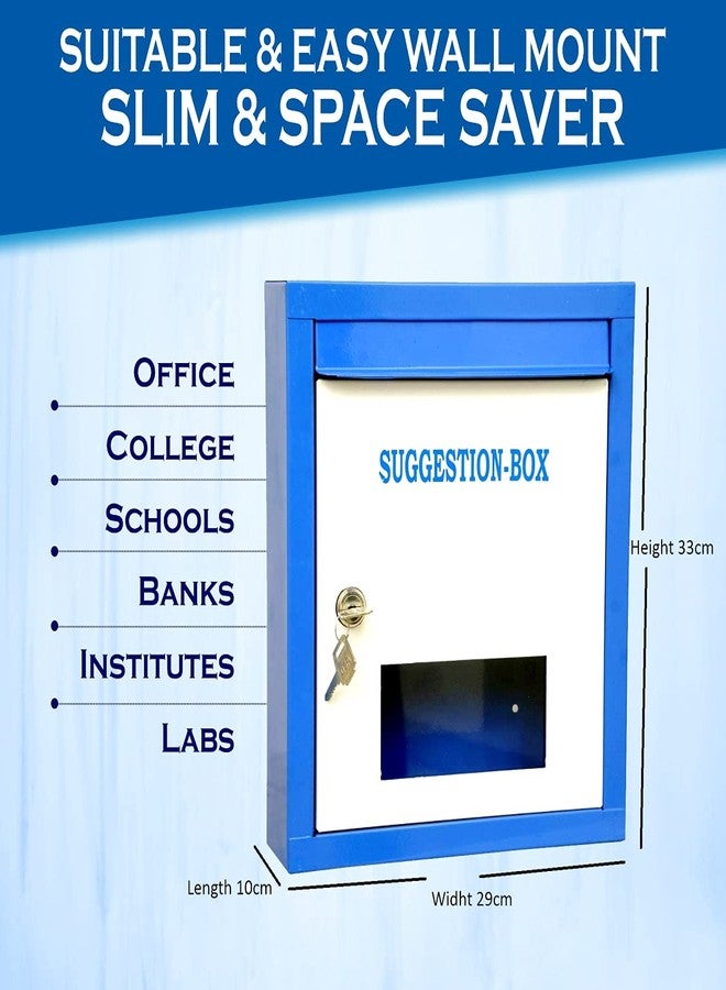 Lepose Letter Box for Home, Wall Mount Stand, Metal Wall Mount Shelf, Letter Box, Outdoor Mailboxes, Key Lock, Wall Mountable or On Table Surface (Blue, Rectangular) - Image 3