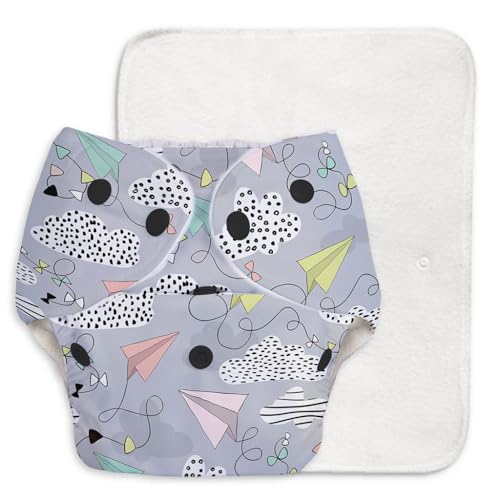 superbottoms Basic Reusable Cloth Diaper, Airplane, For 0-3 Years, 5 Super Soft Briefs For 6-9 Months, 12 Soft & Breathable Basic Langot For 0-9 Months, 1 Waterproof Diaper Changing Mat, Infant - Image 2
