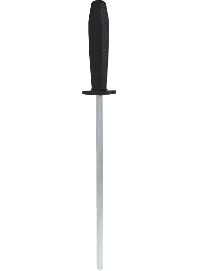 ترامونتينا Tramontina Plenus 8 Inches Grooved Sharpener with Carbon Steel Stem and Black Polypropylene Handle
