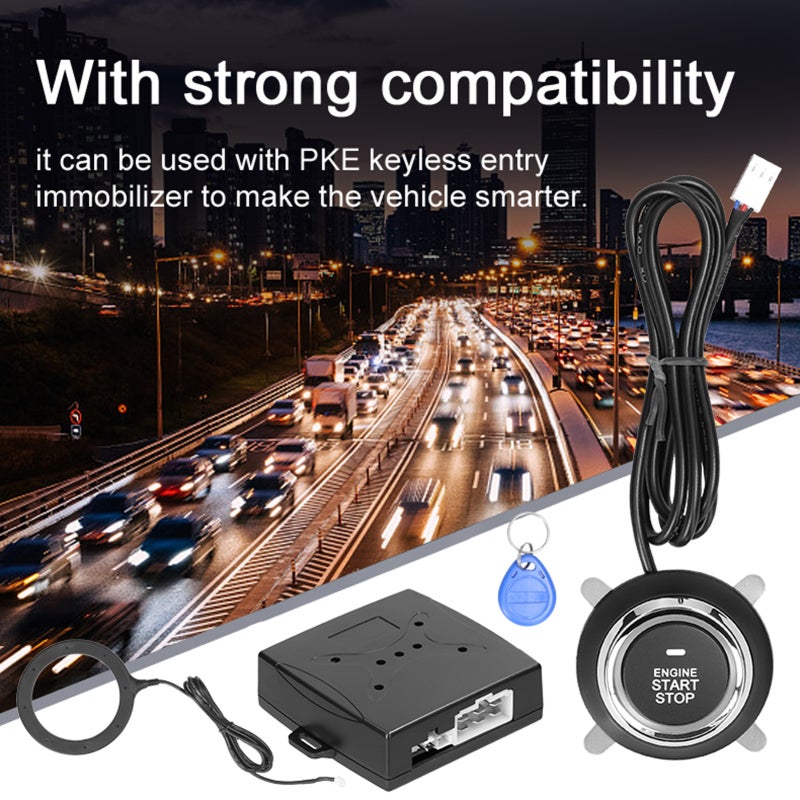 Car Alarm System: 12V Black Universal Anti-Theft System - Easy To Install One-Button Engine Start Stop for Most 12.0V Vehicles With RFID Keyless Entry - Image 4