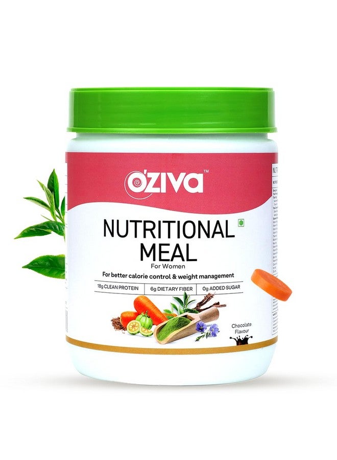 OZiva Nutritional Meal for Women | Meal Replacement Shake for Weight Management, Calorie Control & Metabolism | 18 g Protein, 6.4g Dietary Fibre, Ashwagandha, Tulsi | Chocolate 453 g - Image 1