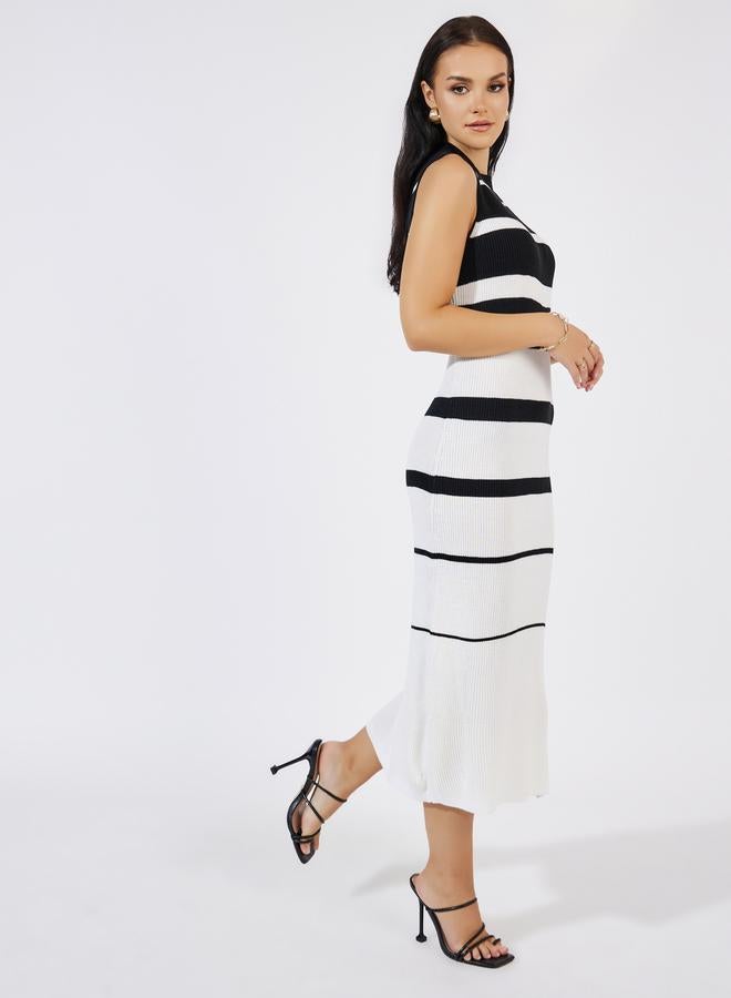 Styli Striped Sleeveless Dress  - Image 2