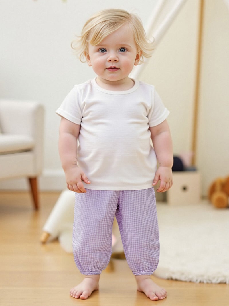 Kids Girls Boys Jogger Pants Loose Plaid Print Elastic Waist Trousers Casual Bottoms for Toddler Newborn Infant - Image 1