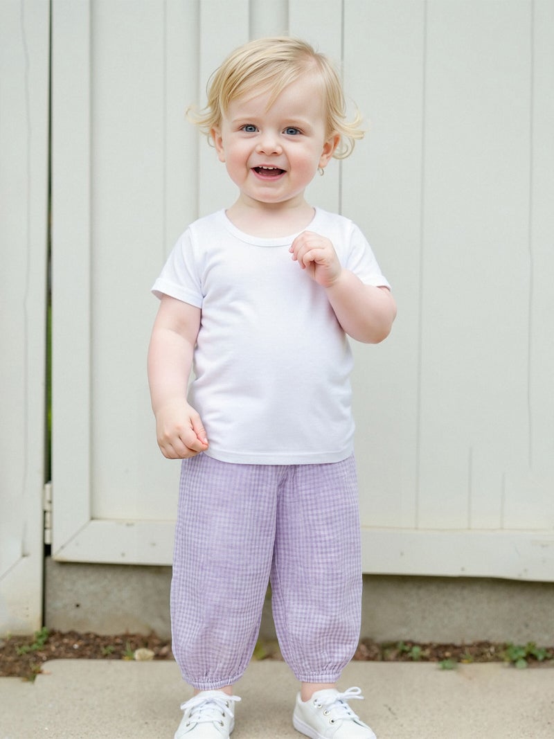 Kids Girls Boys Jogger Pants Loose Plaid Print Elastic Waist Trousers Casual Bottoms for Toddler Newborn Infant - Image 2