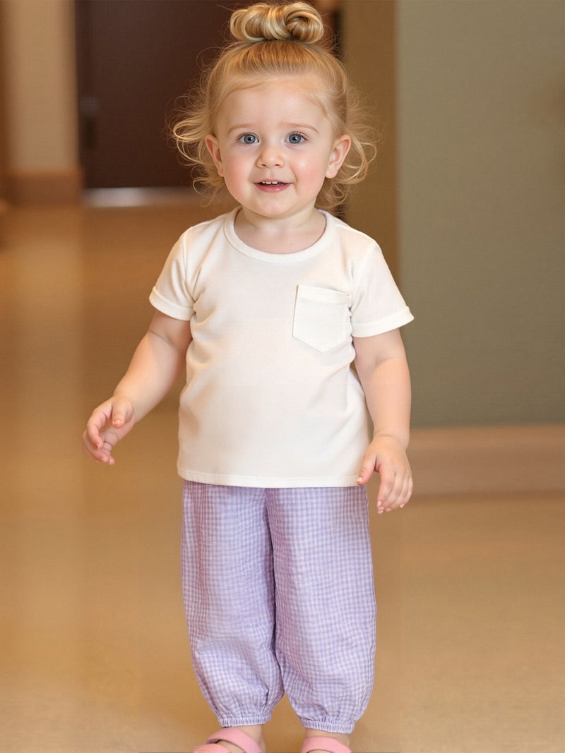 Kids Girls Boys Jogger Pants Loose Plaid Print Elastic Waist Trousers Casual Bottoms for Toddler Newborn Infant - Image 3
