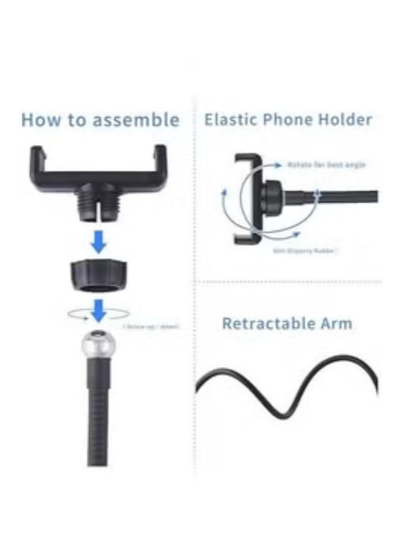 TIGER Selfie Ring Light with Cell Phone Holder Stand for Live Stream/Makeup, LED Camera Lighting [3-Light Mode] with Flexible Arms Compatible with Cell Phones and Camera - Image 3