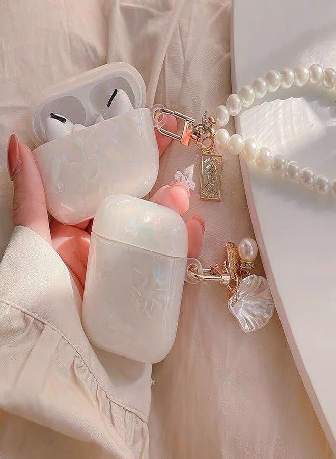 Olytop for Cute Glitter Airpods Pro/Pro 2 Gen Case with Cleaner Pen, Shell Pattern iPod Pro 2nd/1st Generation Cover Protective Skin Girl Women with Luxury Pearl Keychain 2023/2022/2019 - Colorful - Image 4