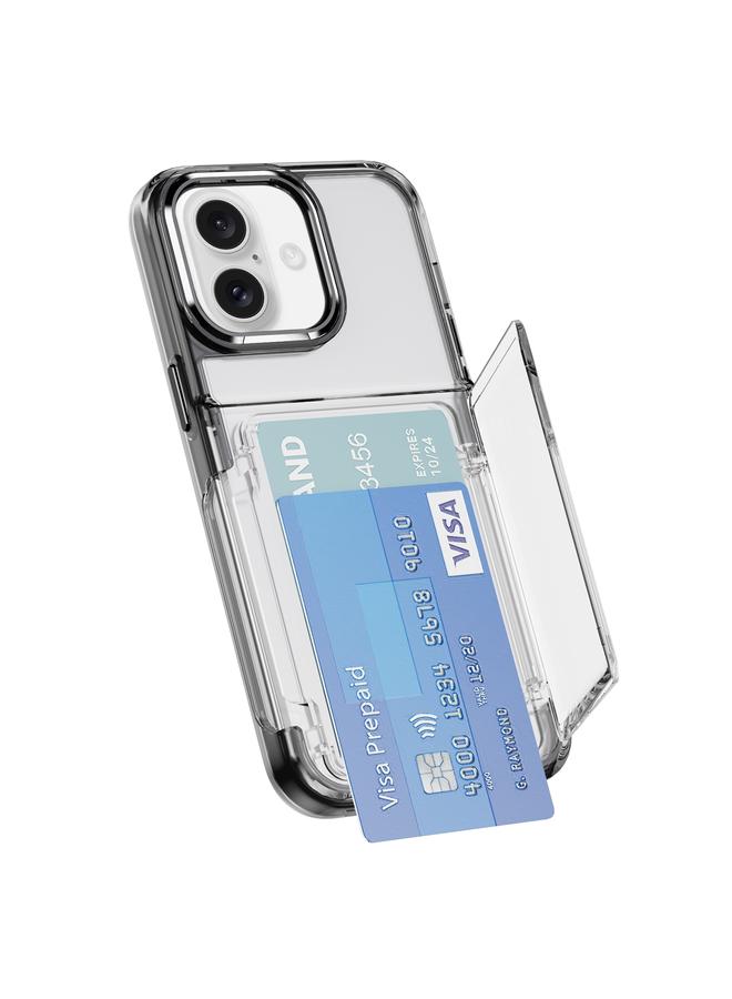 S-TOP Case For iPhone 16 Plus Card Holder Acrylic Hybrid TPU Phone Case - Image 1