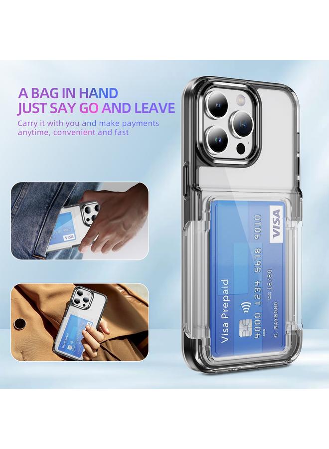 S-TOP Case For iPhone 16 Plus Card Holder Acrylic Hybrid TPU Phone Case - Image 4