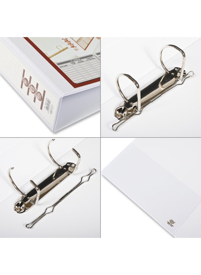 FIS Presentation Binder, A4 Size(210x297mm), 2[D]Ring Type, 45mm Ring Size, 2.50" Inches Spine with Clear PVC Pocket For Easy Insert Your Label Design, Packet of 2 Pieces, White Color-FSBD245DPB/2  - Image 5