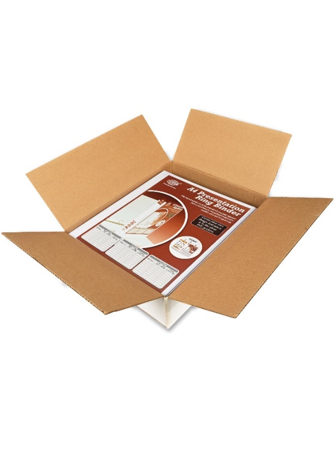 FIS Presentation Binder, A4 Size(210x297mm), 2[D]Ring Type, 45mm Ring Size, 2.50" Inches Spine with Clear PVC Pocket For Easy Insert Your Label Design, Packet of 2 Pieces, White Color-FSBD245DPB/2  - Image 3