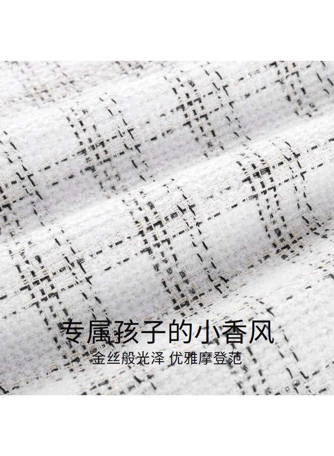 Annil Girls' Jacket Spring/autumn Plaid Vintage Fashion Collar Little Chic Coat - Image 5