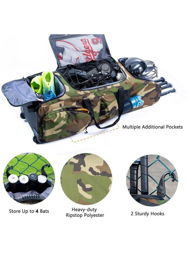 VIGEGARI Upgraded Rolling Baseball Bag with Sturdy Hard Backing - Large Softball Bag with Wheels for 4 Bats, Catcher Gear Bags for Boys 8-12, Youth, Adults - Image 4
