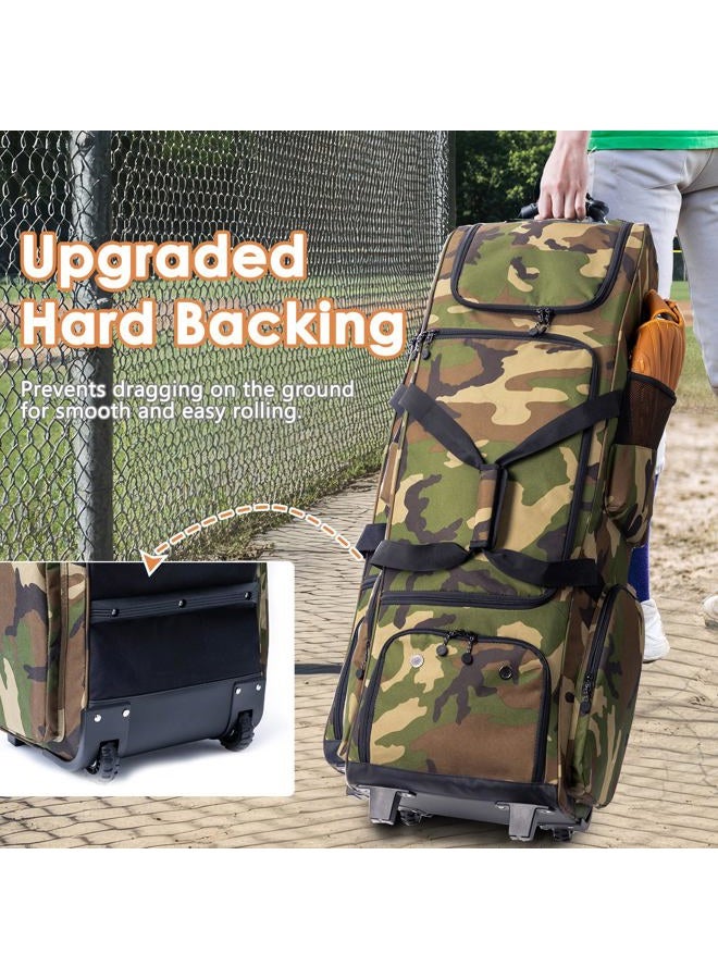VIGEGARI Upgraded Rolling Baseball Bag with Sturdy Hard Backing - Large Softball Bag with Wheels for 4 Bats, Catcher Gear Bags for Boys 8-12, Youth, Adults - Image 2