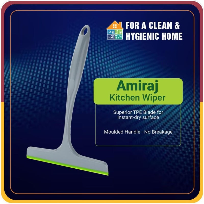 Amiraj Kitchen Squeegee Wiper for Cleaning Platform, Windows, Glass, Bathroom Tiles, Kitchen Table, Car Windshield | Grey, Multipurpose & Easy to Use (Pack of 1) - Image 5