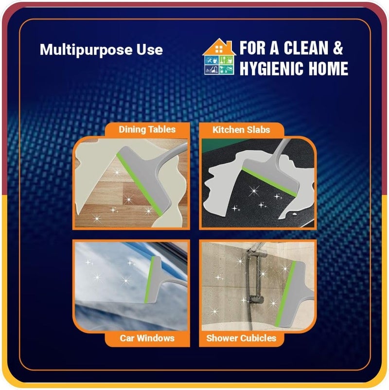 Amiraj Kitchen Squeegee Wiper for Cleaning Platform, Windows, Glass, Bathroom Tiles, Kitchen Table, Car Windshield | Grey, Multipurpose & Easy to Use (Pack of 1) - Image 2