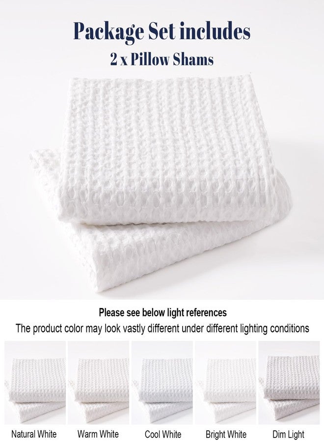 بي أتش إف أغطية وسائد PHF فائقة النعومة بنسيج الوافل، مقاس قياسي، بدون حشوة، عبوة من قطعتين، مقاس 20 × 26 بوصة، أغطية وسائد قابلة للتهوية ولطيفة على البشرة، أغطية وسائد أنيقة مزخرفة للسرير، لون أبيض - Image 5