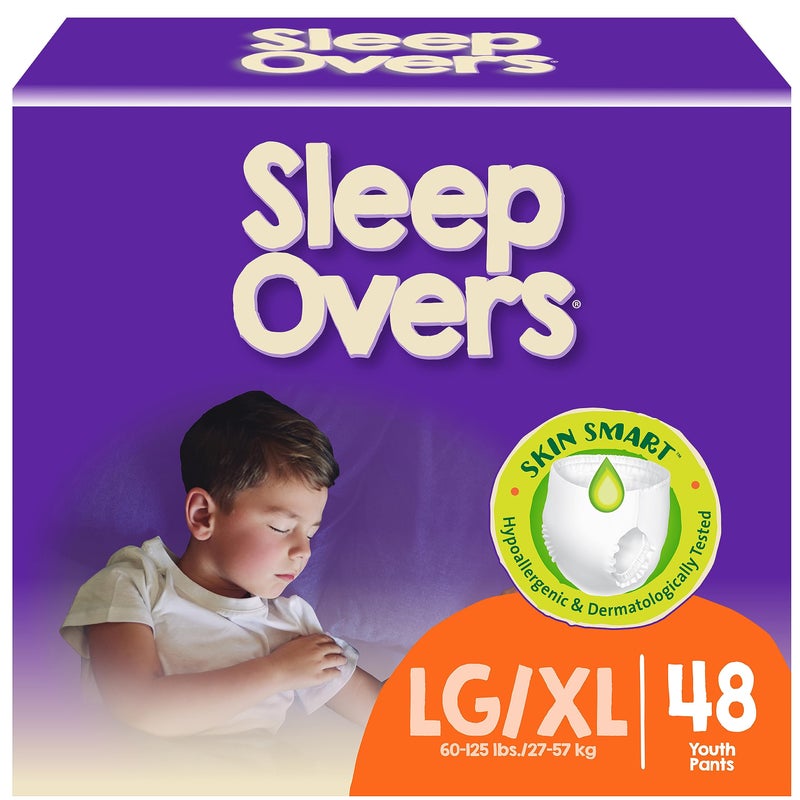 SleepOvers by Cuties Bedwetting Underwear for Girls and Boys LargeXLarge 60125 lbs 48 Count