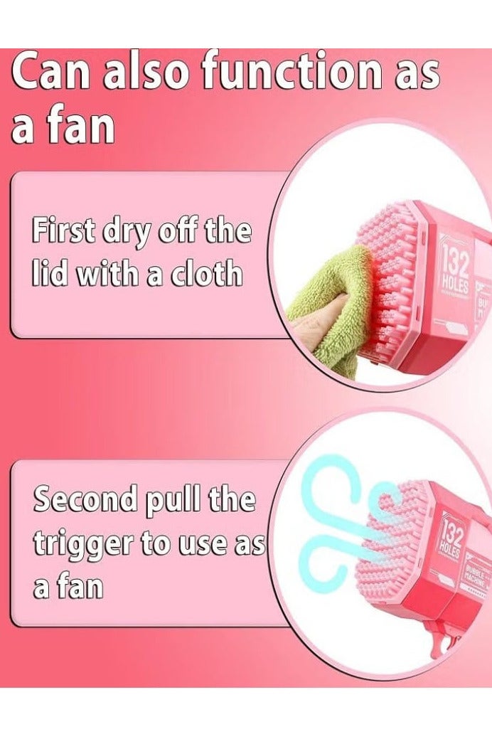 132 Holes Bubble Gun Machine - Bubble Blower Toy with Colorful Lights, Big Bubble Maker for Kids, for Outdoor and Indoor Fun (Pink) - Image 3