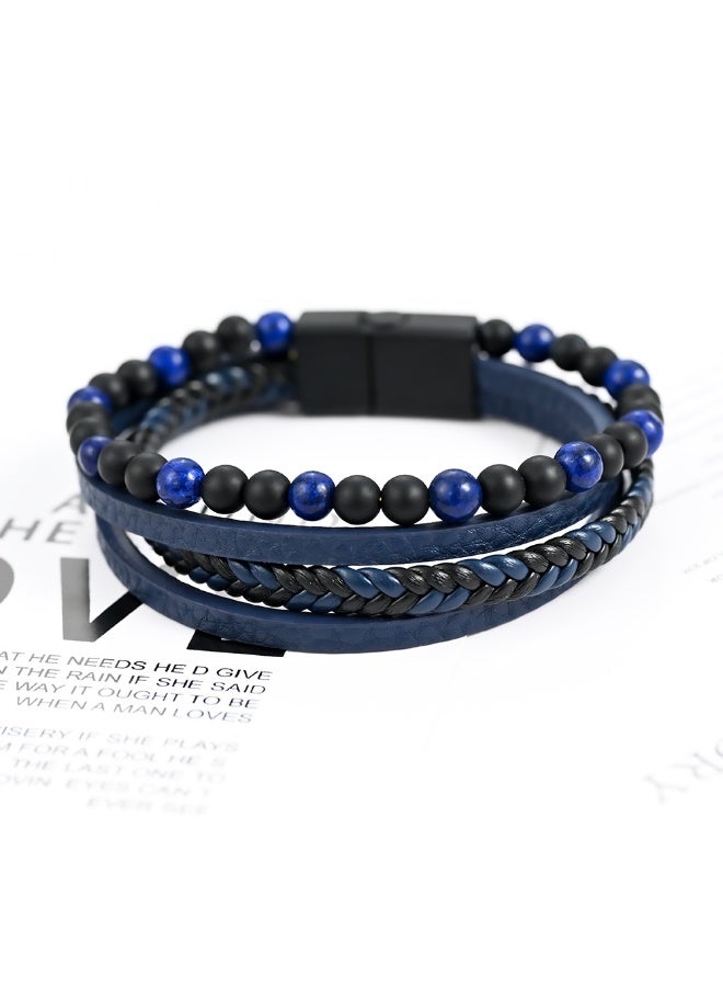 MIRFA Natural Agate Stone Leather Beaded Bracelets Jewelry Gift For Men Women  - Image 2
