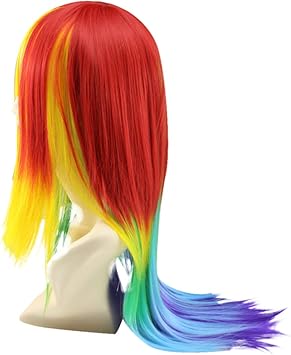 Healifty Rainbow Dash Wig Rainbow Dash Wig Cosplay Wig Gradient Color Charming Full Wigs For Cosplay Girls Party or Daily Use Wig Cap Fashion Dolls Fashion Dolls - Image 1