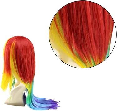 Healifty Rainbow Dash Wig Rainbow Dash Wig Cosplay Wig Gradient Color Charming Full Wigs For Cosplay Girls Party or Daily Use Wig Cap Fashion Dolls Fashion Dolls - Image 4