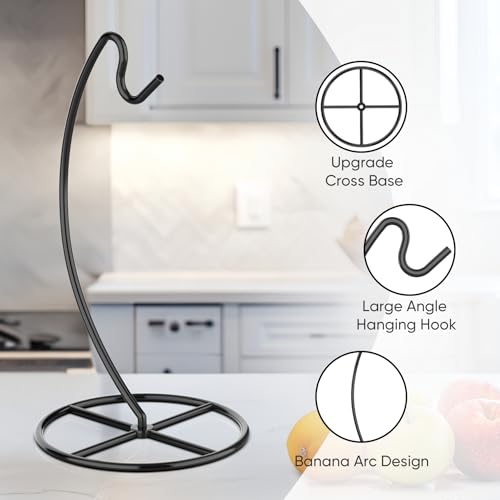 Beesini 2 Pack Banana Holder, Banana Tree Stand Metal, Banana Stand Holder, Holds Up to 15LB Banana or Grape, Banana Rack for Kitchen Counter, Black - Image 4