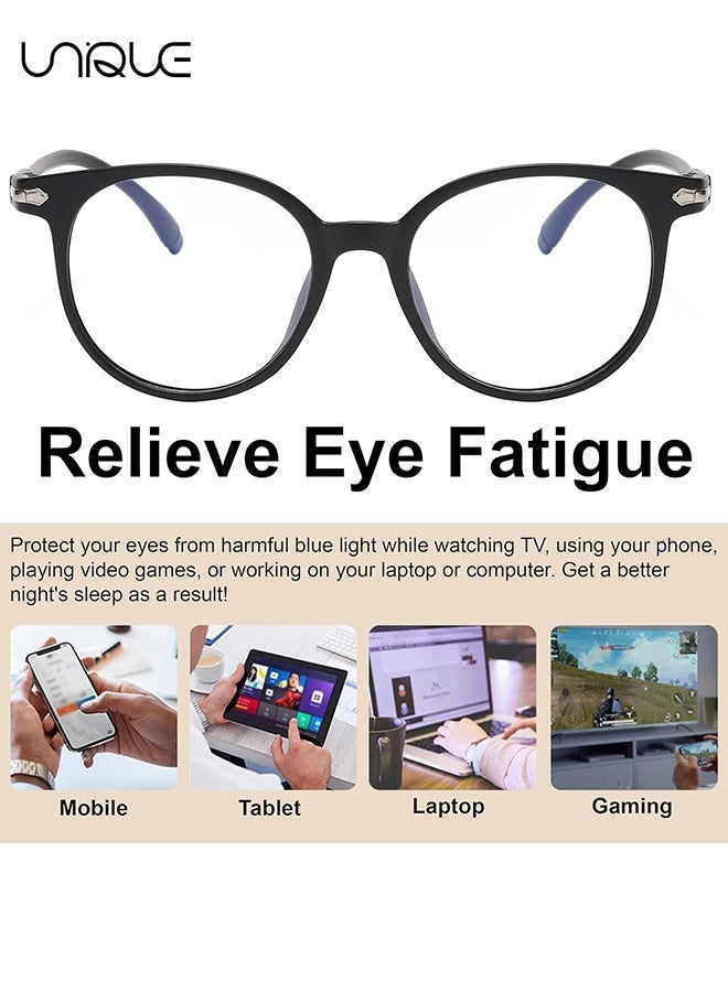 يونيك نظارات - نظارات حجب الضوء الأزرق - نظارات غير قصيرة النظر - نسائي للرجال للقراءة / الألعاب / التلفزيون / نظارات الهاتف المحمول - مضاد لإجهاد العين - نظارات عصرية خفيفة الوزن للكمبيوتر الشخصي - مع حافظة نظارات (أسود) - Image 5