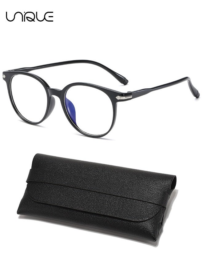 يونيك نظارات - نظارات حجب الضوء الأزرق - نظارات غير قصيرة النظر - نسائي للرجال للقراءة / الألعاب / التلفزيون / نظارات الهاتف المحمول - مضاد لإجهاد العين - نظارات عصرية خفيفة الوزن للكمبيوتر الشخصي - مع حافظة نظارات (أسود) - Image 1