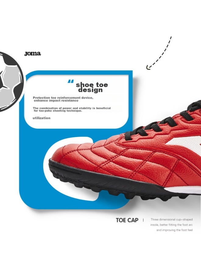 Joma Soccer Shoes For Children, Tf Turf Cleats For Boys And Girls, Youth And Elementary School Students, Non-slip Wear-resistant Football Training Shoes, White And Red, Size 34 - Image 4